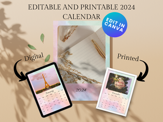 2024 Editable and Printable Calendar Template: Stay Organized All Year Long!