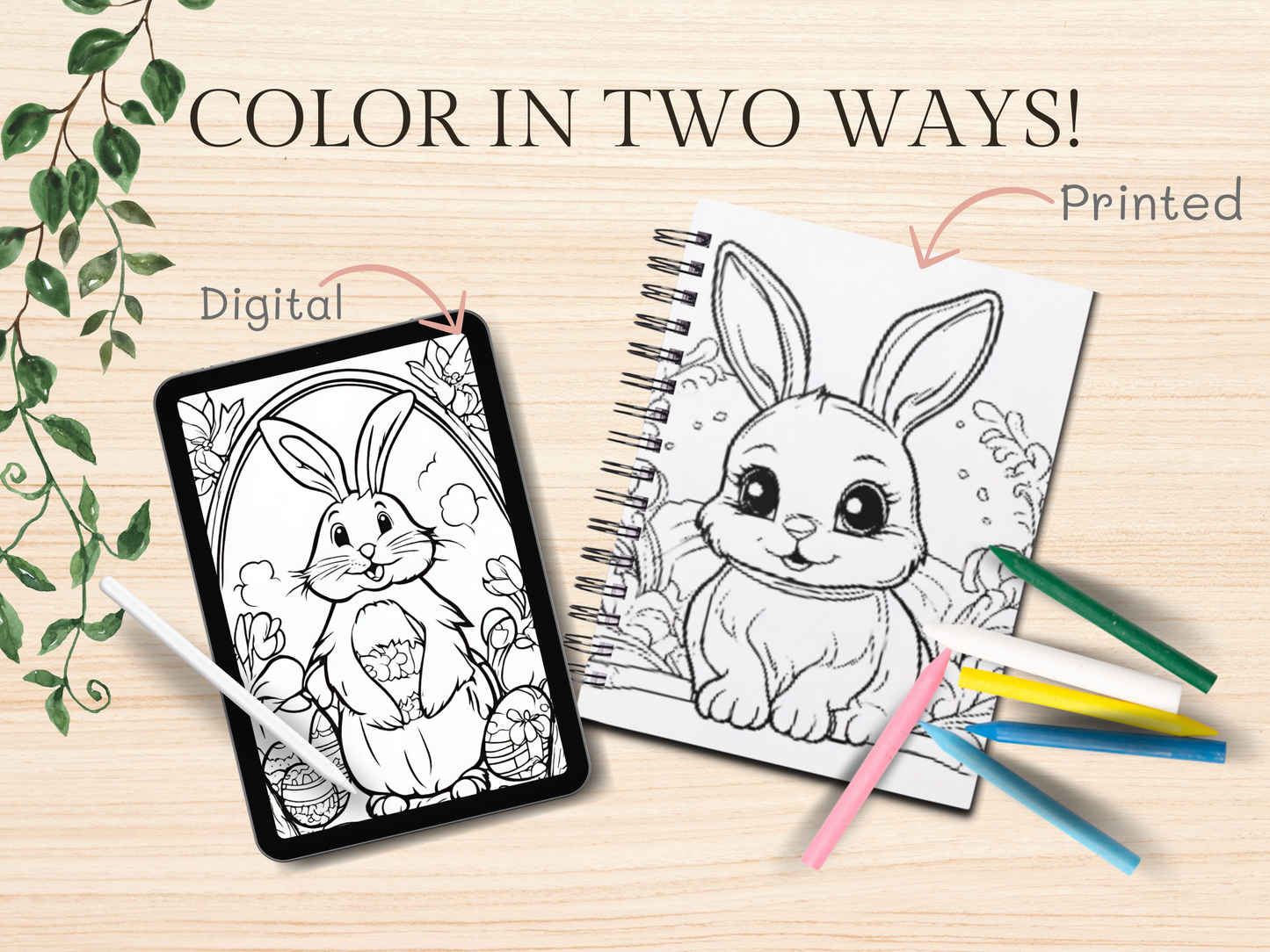 Kids & Toddlers: Printable Easter Bunny Coloring Book with 20 Pages