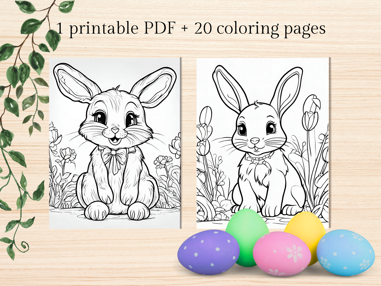 Kids & Toddlers: Printable Easter Bunny Coloring Book with 20 Pages