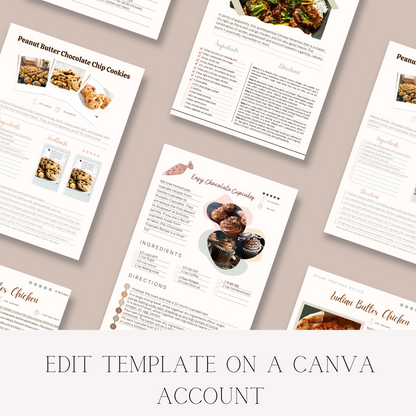 Templates: 4 in 1 Recipe Sheets ( Printable and Editable )