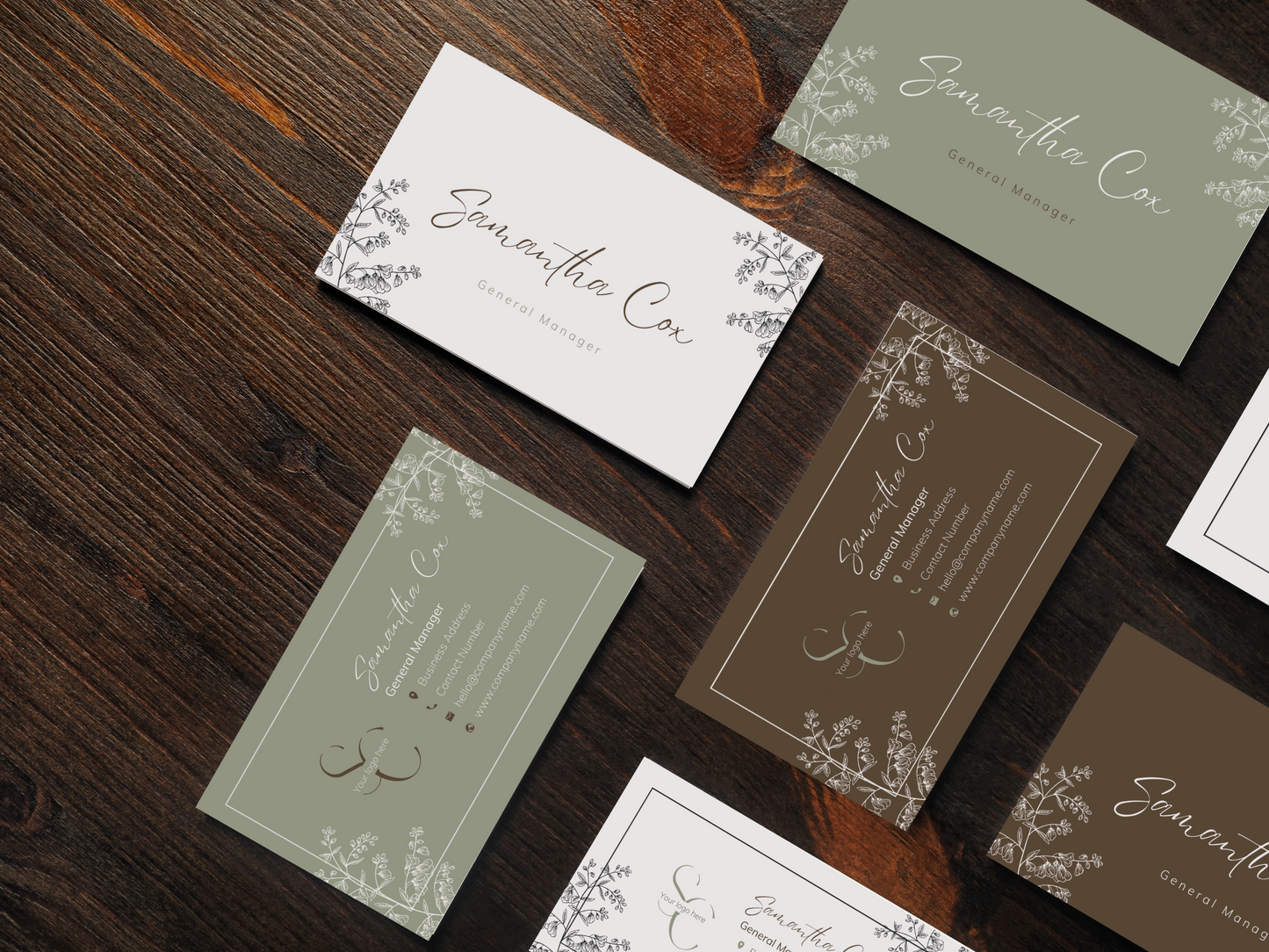 Templates: Printable and Editable Minimal Floral Business Card