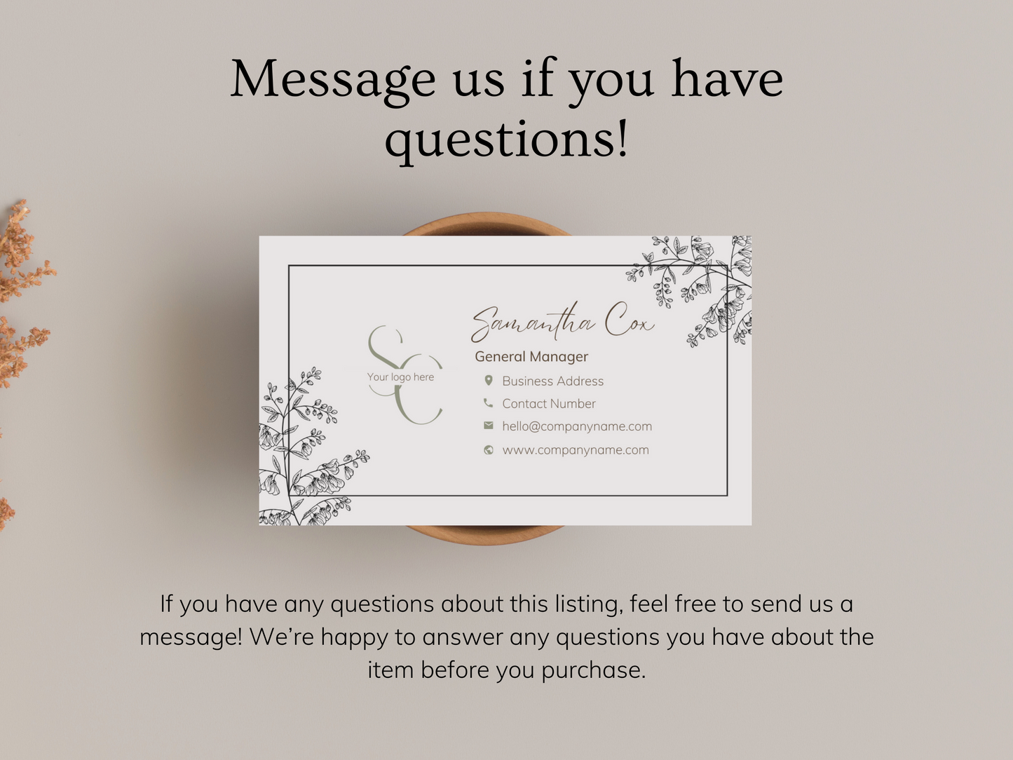 Templates: Printable and Editable Minimal Floral Business Card