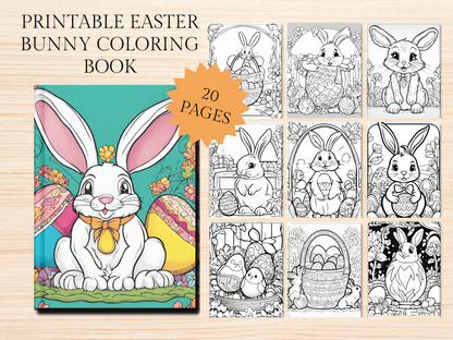 Kids & Toddlers: Printable Easter Bunny Coloring Book with 20 Pages