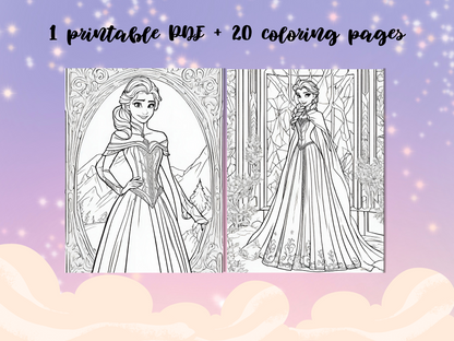 Kids & Toddlers: Printable Princess Coloring Book with 20 Pages