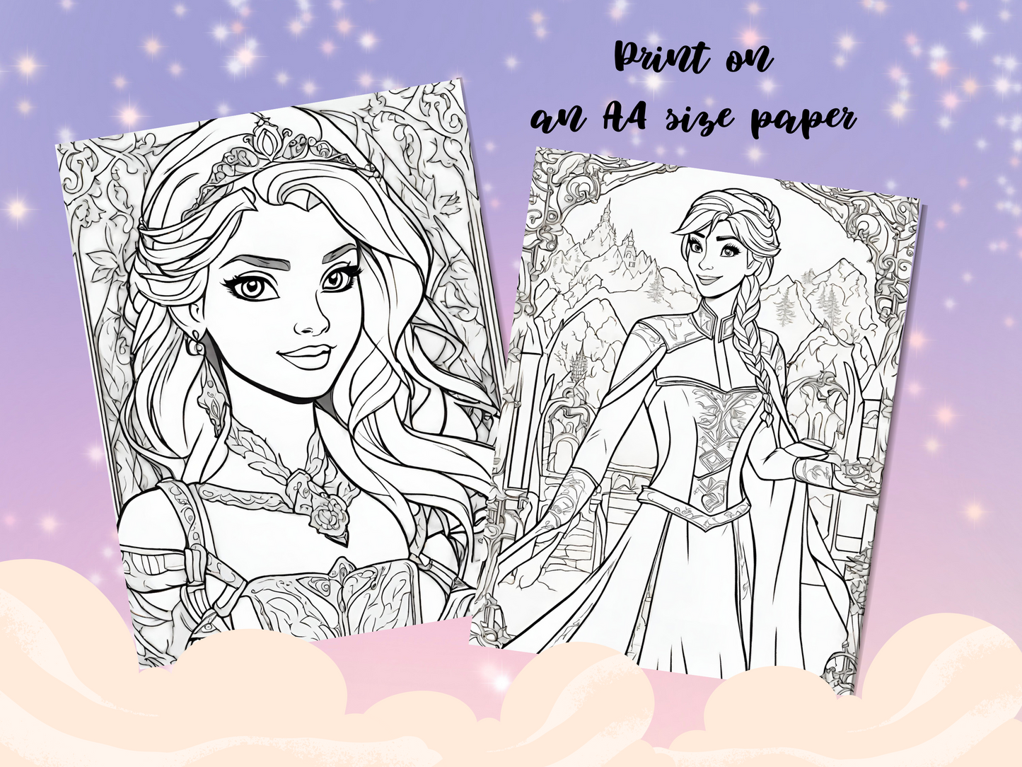 Kids & Toddlers: Printable Princess Coloring Book with 20 Pages