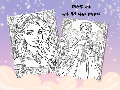 Kids & Toddlers: Printable Princess Coloring Book with 20 Pages