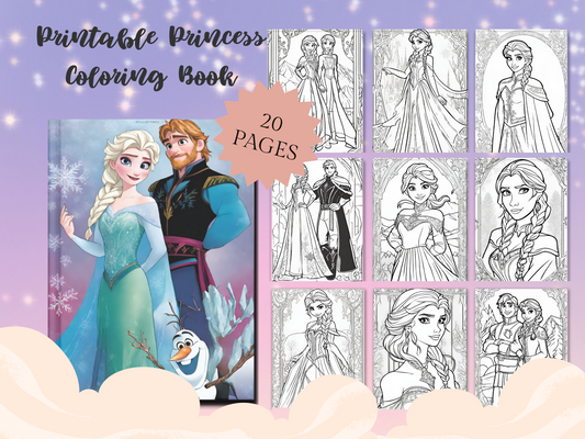 Kids & Toddlers: Printable Princess Coloring Book with 20 Pages