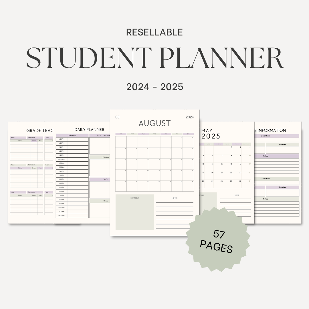 Done For You: Student Planner (2024 -2025) with PLR and MRR License