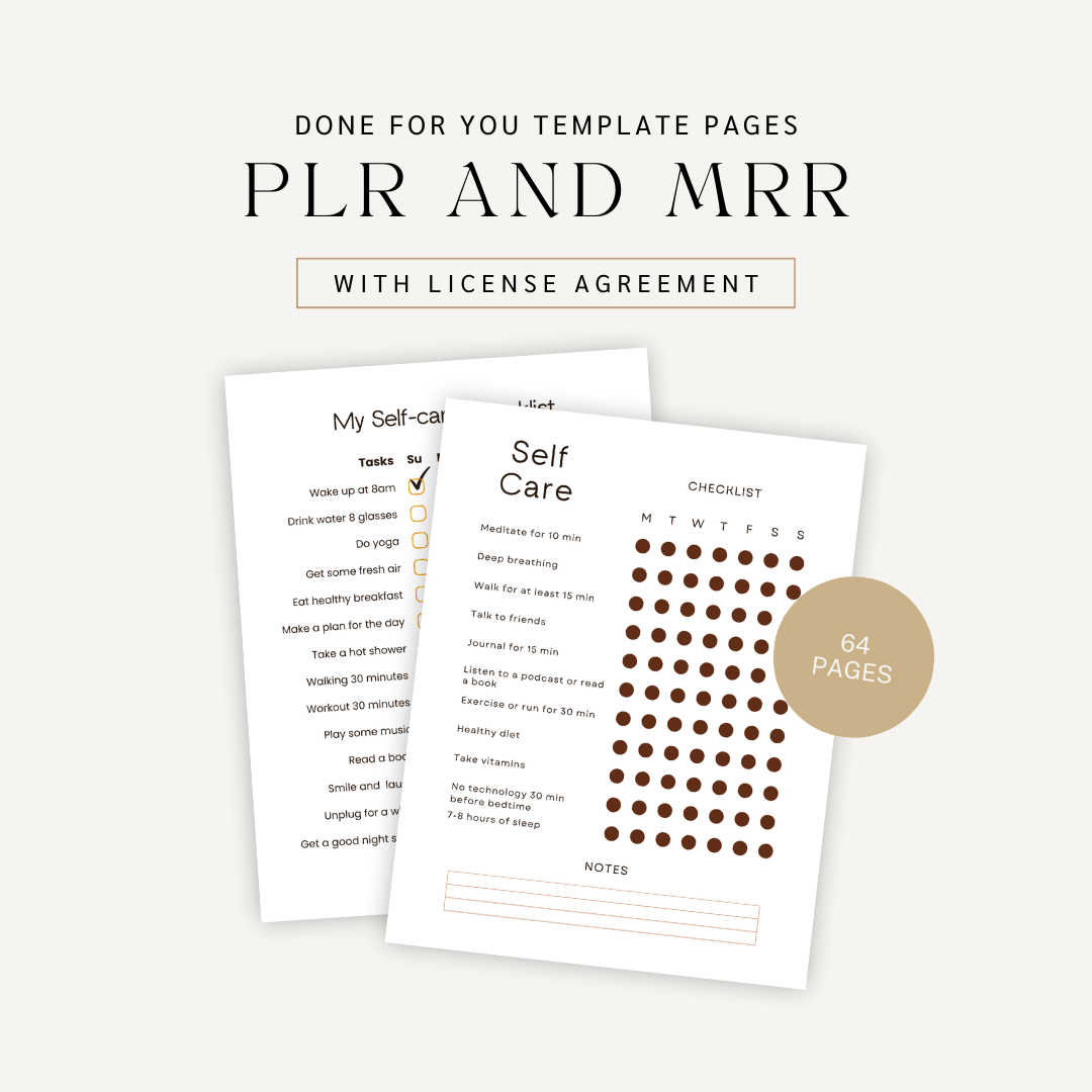 Done For You: Self Care and Wellness Planner with PLR & MRR License