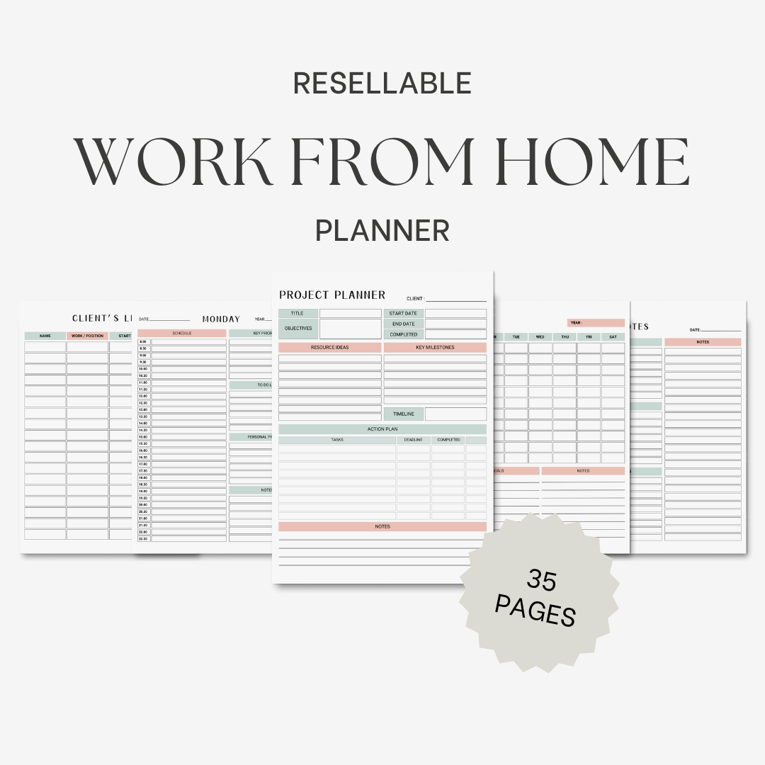 Done For You: Basic Work From Home Planner with PLR & MRR License