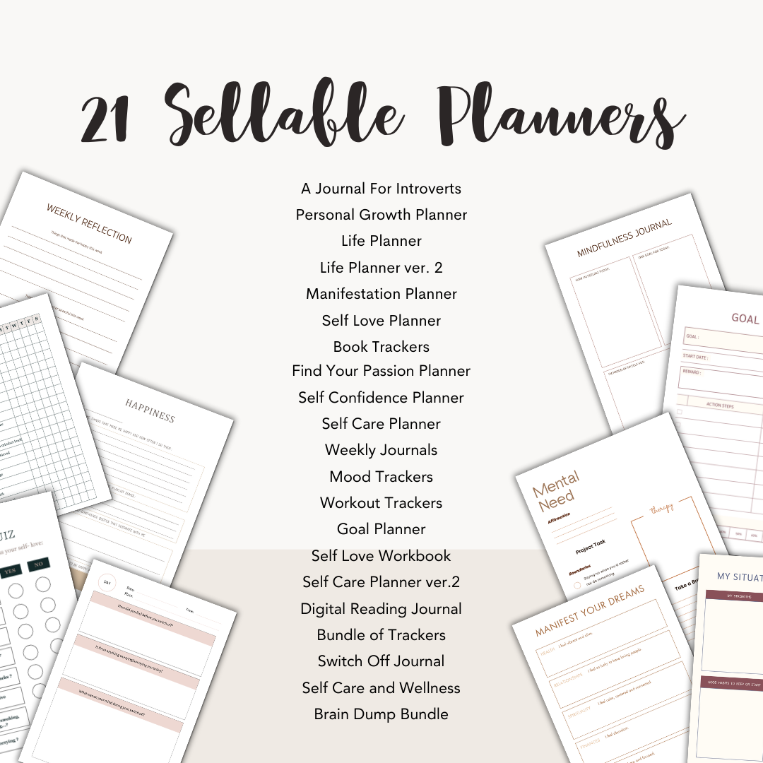 Bundle Alert: Ultimate Personal Development Planner Bundle - 21 Planners, 600+ Pages with PLR & MRR Rights