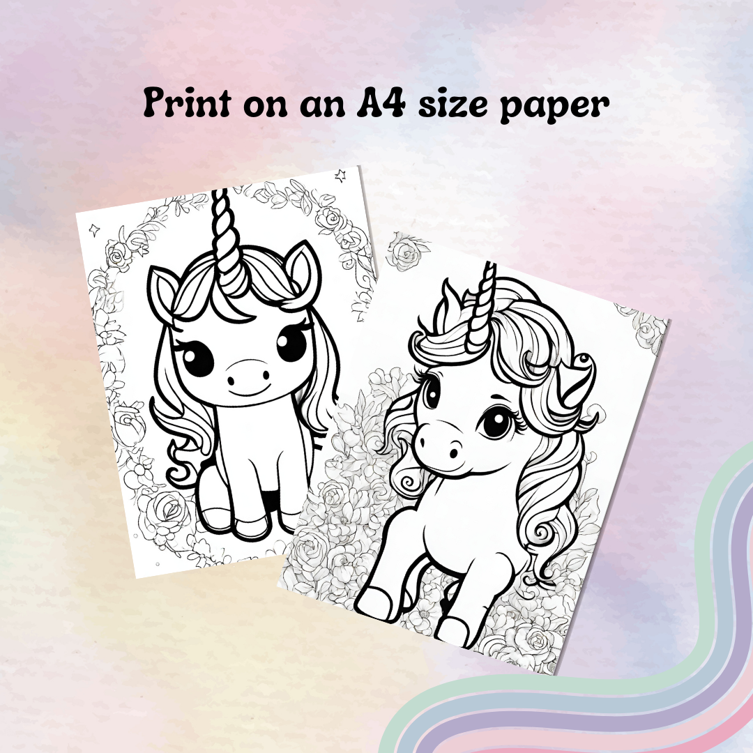 Kids & Toddlers: Printable Unicorn Coloring Book with 20 Pages