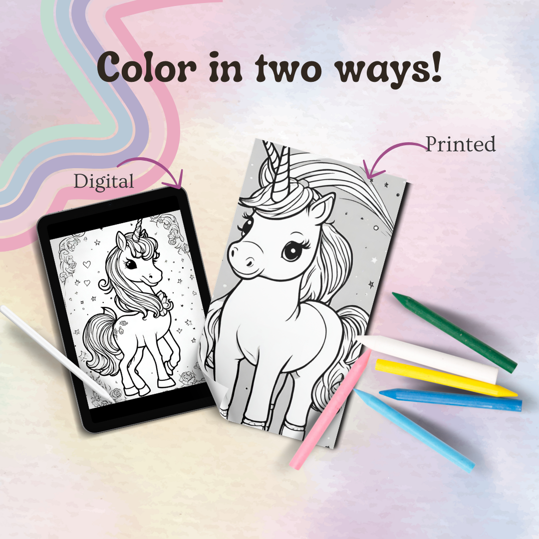 Kids & Toddlers: Printable Unicorn Coloring Book with 20 Pages